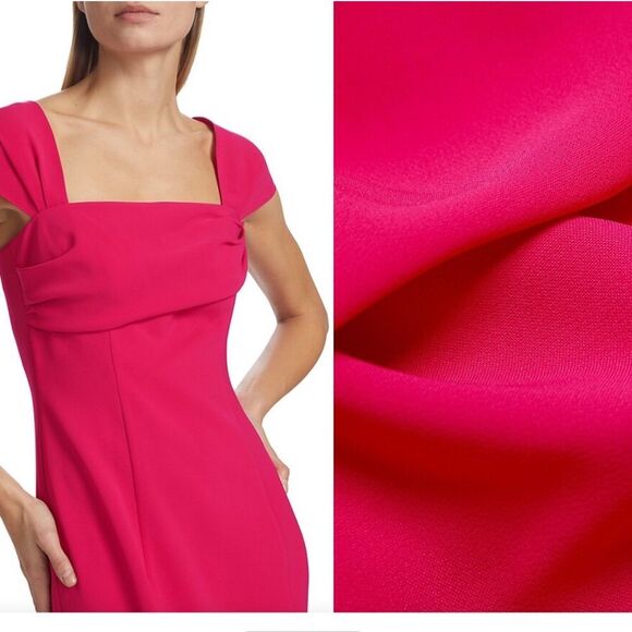 Carolina Herrera Square Neck Trumpet Midi Dress With Cap Sleeves NWT 10 $4590 - Picture 2 of 7